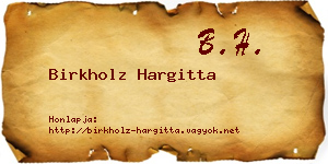 Birkholz Hargitta névjegykártya